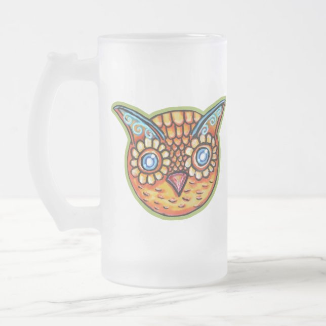 Falln Orange Owl Vintage Halloween Mattglas Bierglas (Links)