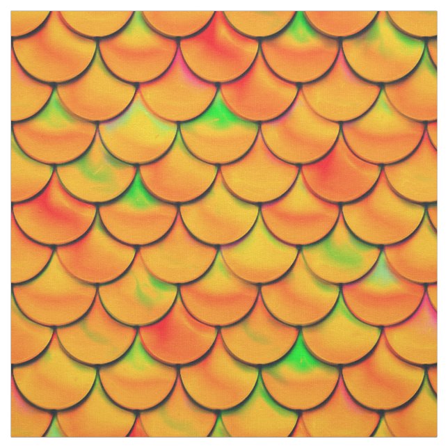 Falln Orange und grüne Skala Stoff (Muster)