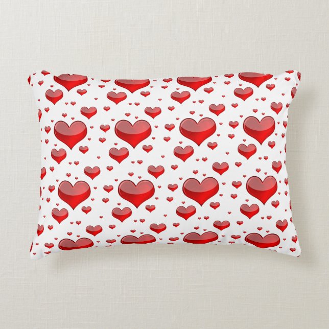 Falln rote Herzen (Sie wählen Hintergrundfarbe aus Zierkissen (Vorderseite)
