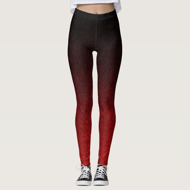 Falln rote u. schwarze Glitzer-Steigung Leggings (Vorderseite)