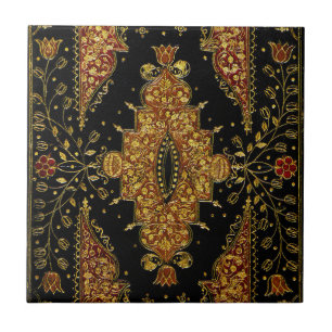 Falln Schwarz und Gold Blumenmuster Fliese