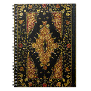 Falln Schwarz und Gold Blumenmuster Notizblock