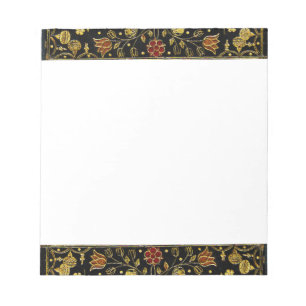 Falln Schwarz und Gold Blumenmuster Notizblock