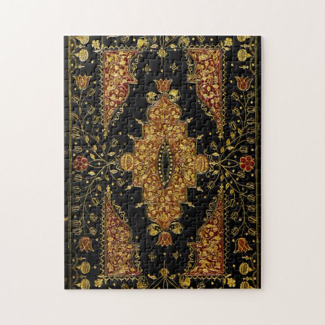 Falln Schwarz und Gold Blumenmuster Puzzle (Vertikal)