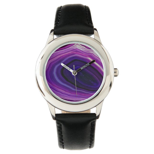 Falln Swirled Purple Geode Armbanduhr (Vorderseite)