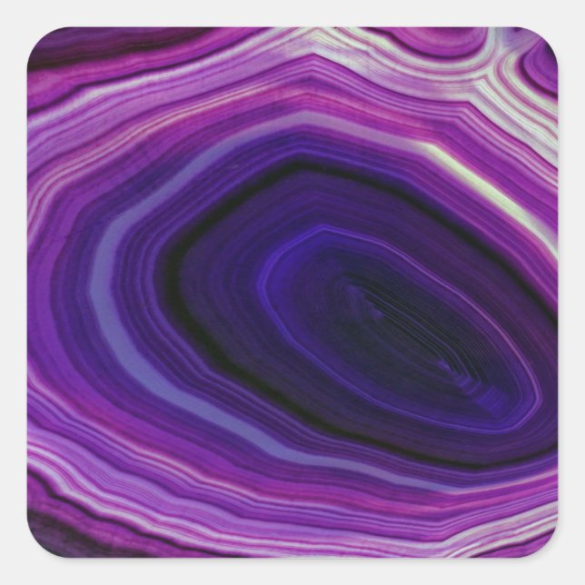 Falln Swirled Purple Geode Quadratischer Aufkleber (Vorderseite)