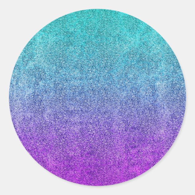 Falln Tropical Dusk Glitter Gradient Runder Aufkleber (Vorderseite)