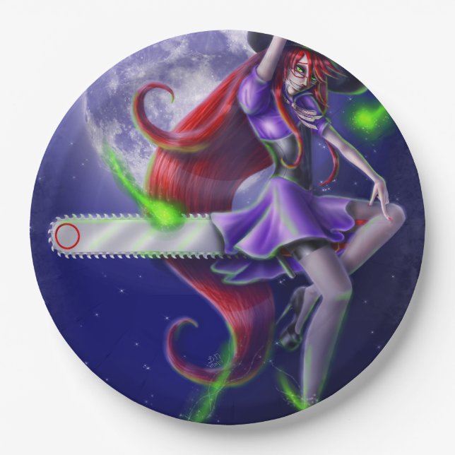 Falln Witchy PinUp Pappteller (Vorderseite)