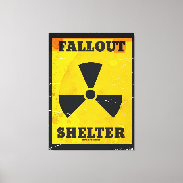 Fallout Shelter Vintages Warnposter Leinwanddruck (Vorderseite)