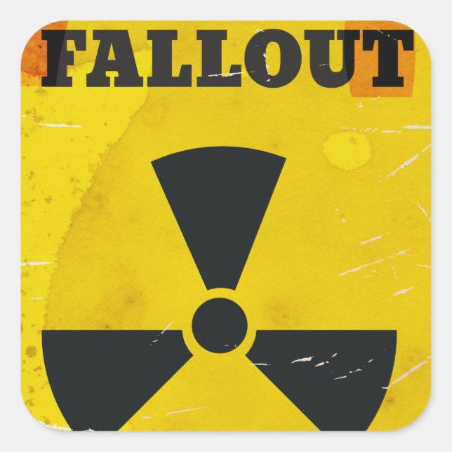 Fallout Shelter Vintages Warnposter Quadratischer Aufkleber (Vorderseite)