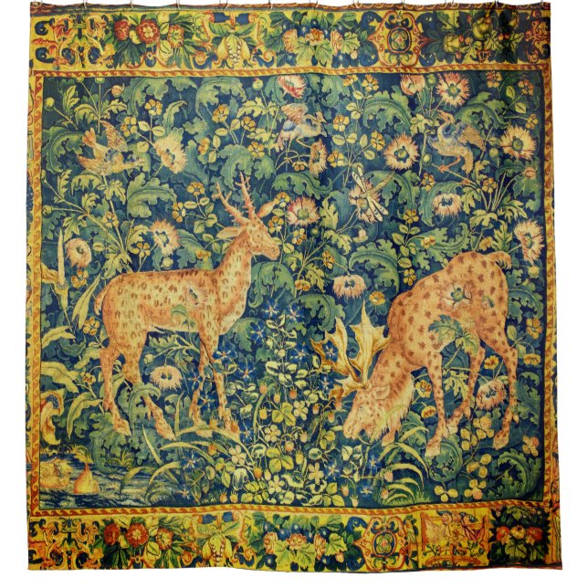 FALLOW-DECKPAIR, GOTHISCHE FANTASIE-BLUME, grün Duschvorhang (Vorderseite)