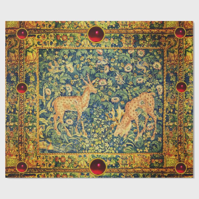 FALLOW-DECKPAIR, GOTHISCHE FANTASIE-BLUME, grün Geschenkpapier (Flach)