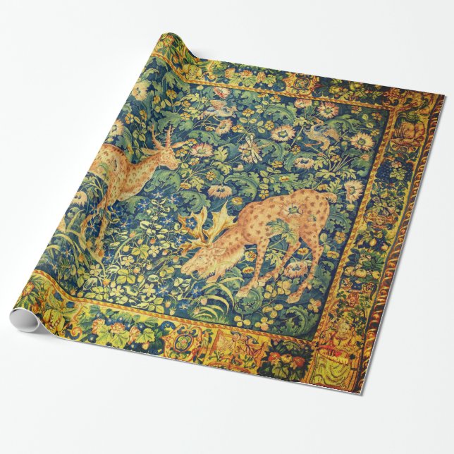 FALLOW-DECKPAIR, GOTHISCHE FANTASIE-BLUME, grün Geschenkpapier (Ungerollt)