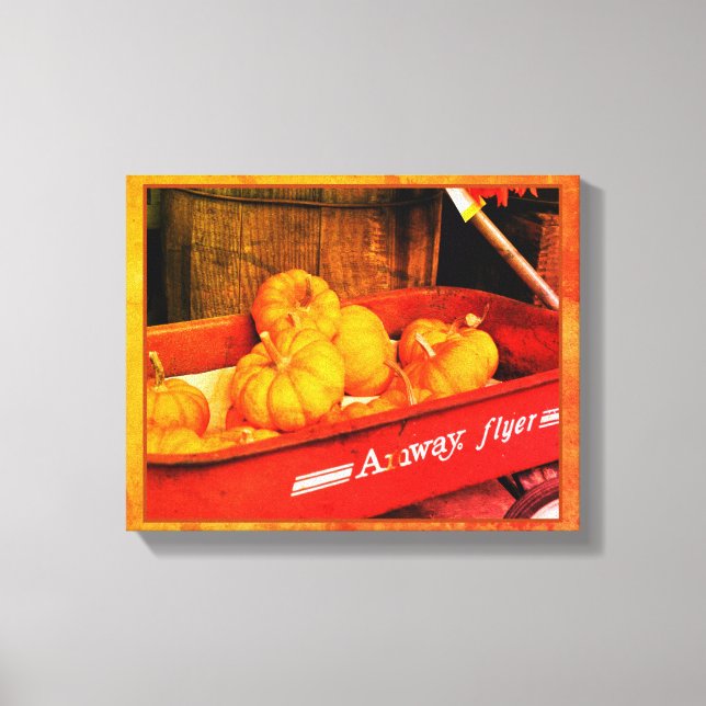 Fallpumpen im alten roten Wagen Vintag Leinwanddruck (Vorderseite)