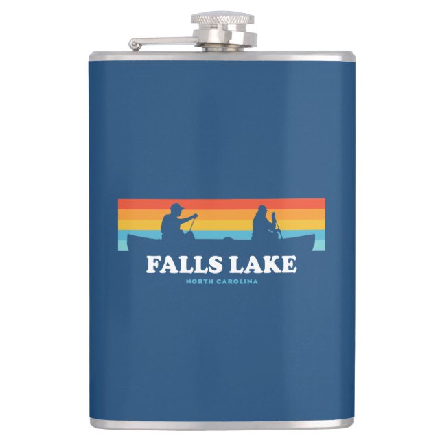 Falls Lake North Carolina Canoe Flachmann (Vorderseite)