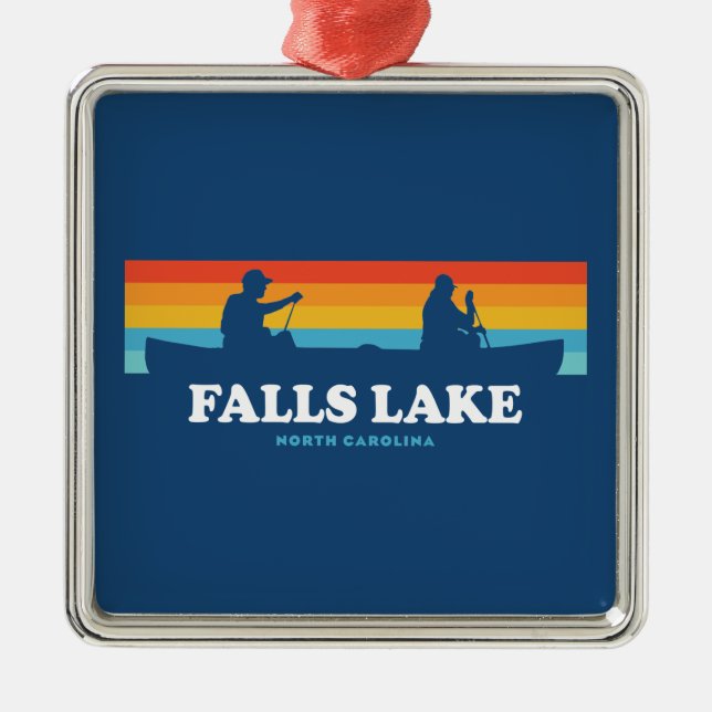 Falls Lake North Carolina Canoe Ornament Aus Metall (Vorne)