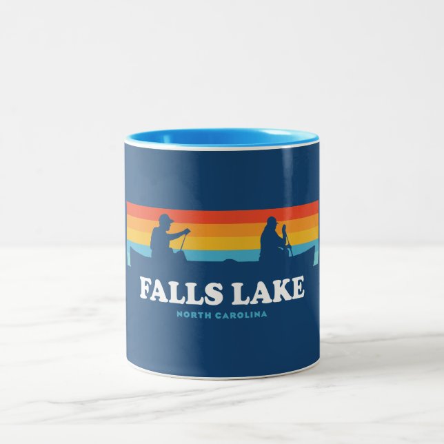 Falls Lake North Carolina Canoe Zweifarbige Tasse (Mittel)