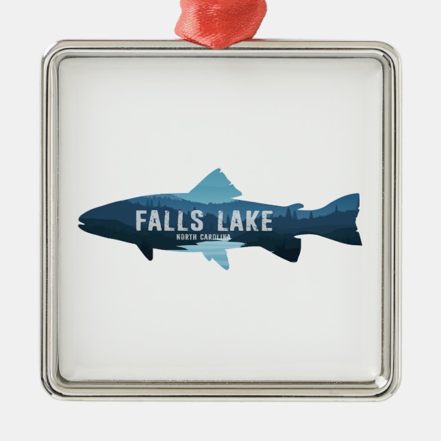 Falls Lake North Carolina Fish Ornament Aus Metall (Vorne)