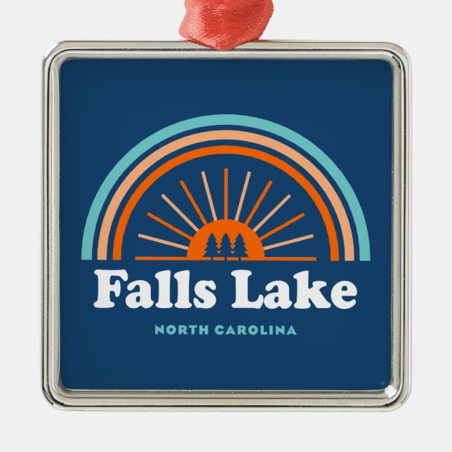 Falls Lake North Carolina Rainbow Ornament Aus Metall (Vorne)