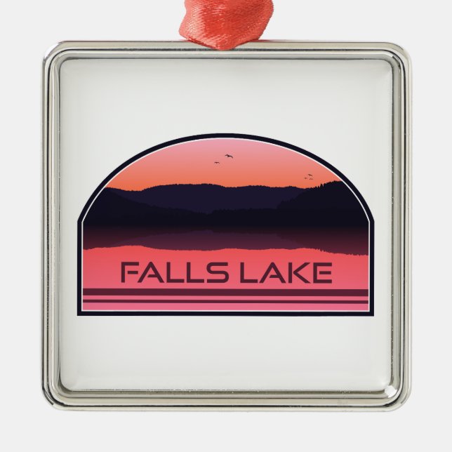 Falls Lake North Carolina Red Sunrise Ornament Aus Metall (Vorne)