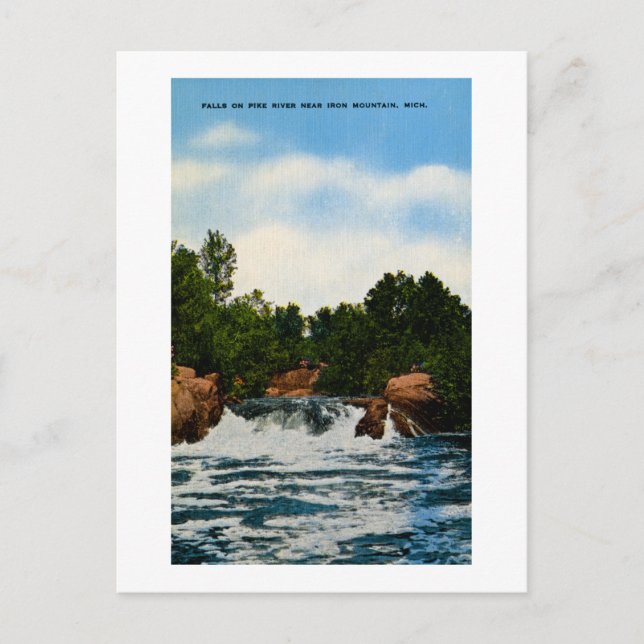 Falls on Pike River near Iron Mountain, Michigan Postkarte (Vorderseite)