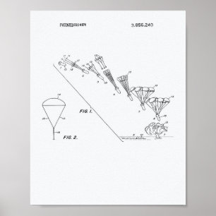 Fallschirm 1974 Patentart - Weißbuch Poster