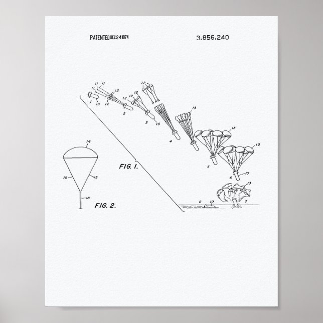 Fallschirm 1974 Patentart - Weißbuch Poster (Vorne)