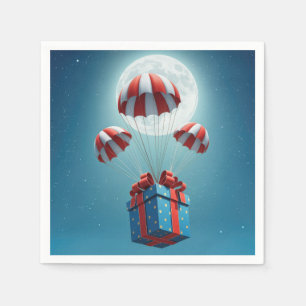 Fallschirme liefern ein Weihnachtsgeschenk Serviette