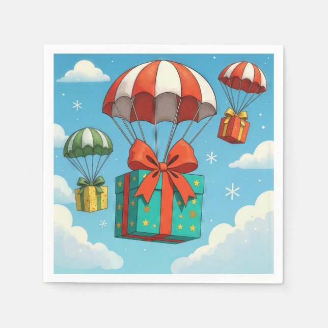 Fallschirme liefern Weihnachtsgeschenke Serviette (Vorderseite)