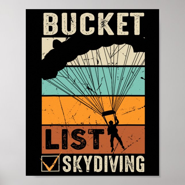 Fallschirmspringen Skydiver Instructor Bucket List Poster (Vorne)