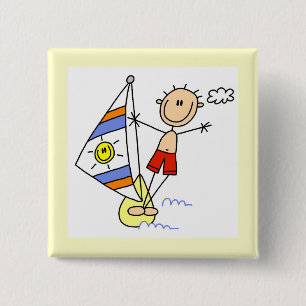 Fallschirmspringen-Stickfigur Button