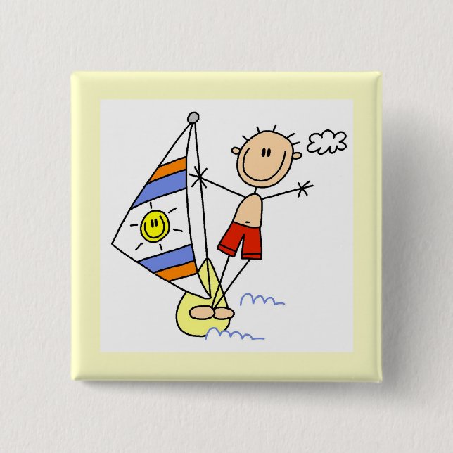 Fallschirmspringen-Stickfigur Button (Vorderseite)