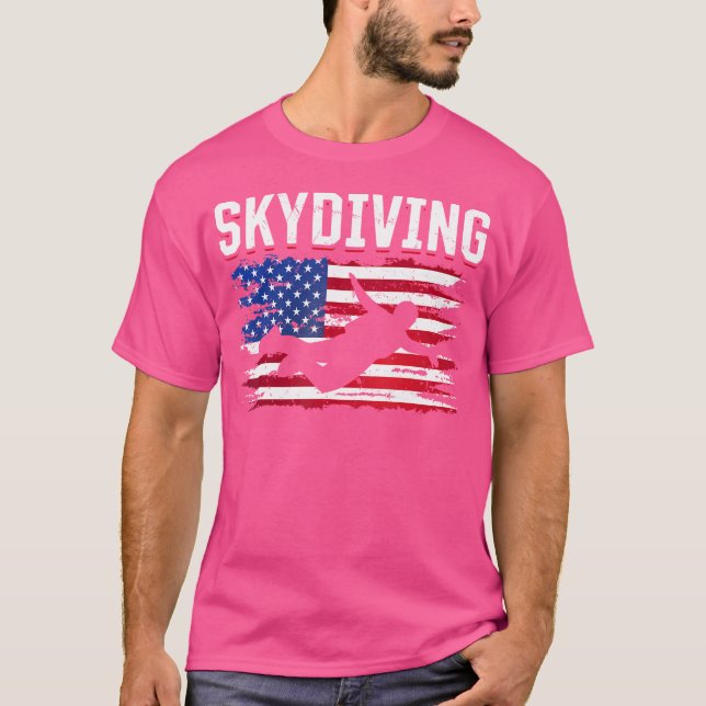 Fallschirmspringende amerikanische Flagge Skydivin T-Shirt (Vorderseite)