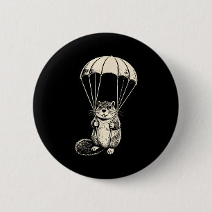 Fallschirmspringender Biber lustiger Fallschirmspr Button
