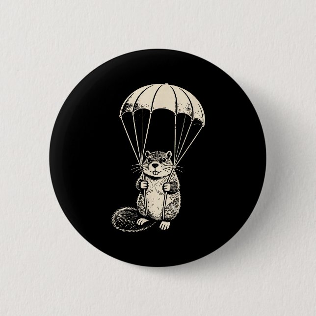 Fallschirmspringender Biber lustiger Fallschirmspr Button (Vorderseite)