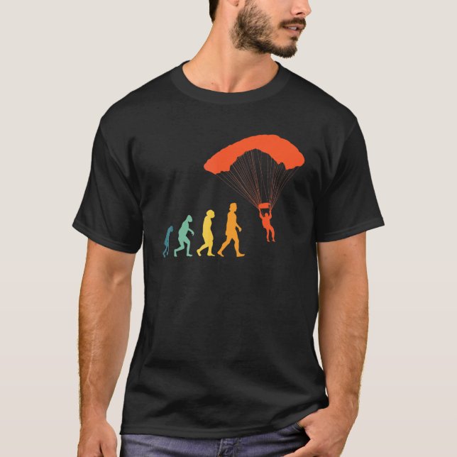 Fallschirmspringer Evolution Retro Fallschirm Fall T-Shirt (Vorderseite)