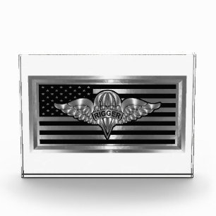 Fallschirmspringer mit USA-Flagge Fotoblock