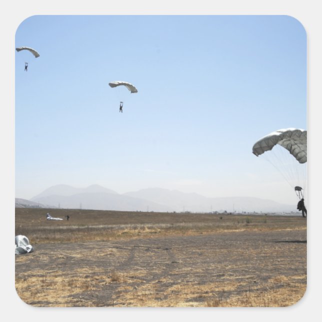 Fallschirmspringer Quadratischer Aufkleber (Vorderseite)