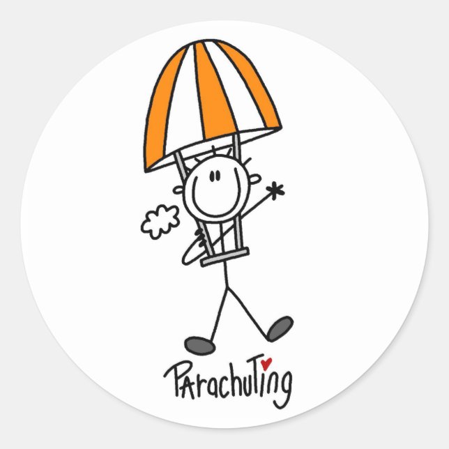 Fallschirmspringer-Stickfigur Runder Aufkleber (Vorderseite)