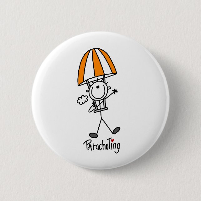 Fallschirmspringer-Strichmännchen Button (Vorderseite)