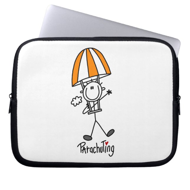 Fallschirmspringer-Strichmännchen Laptopschutzhülle (Vorderseite)
