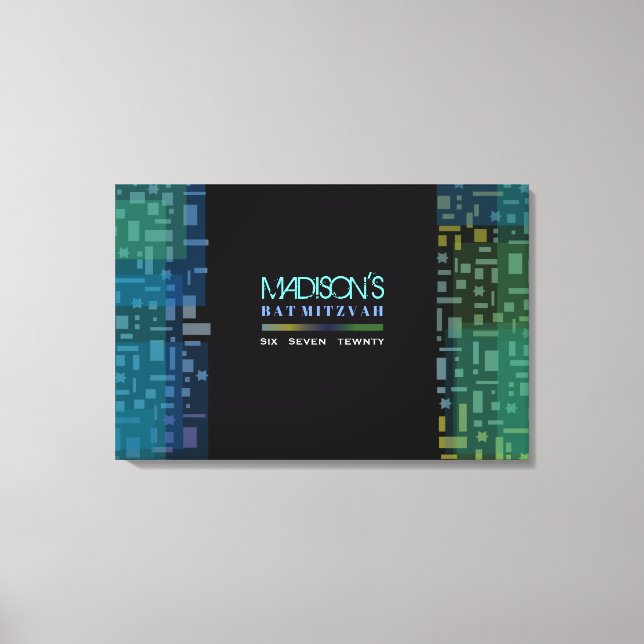 FALLSTARS & SQUARES BAT Mitzvah Sign in Board Leinwanddruck (Vorderseite)