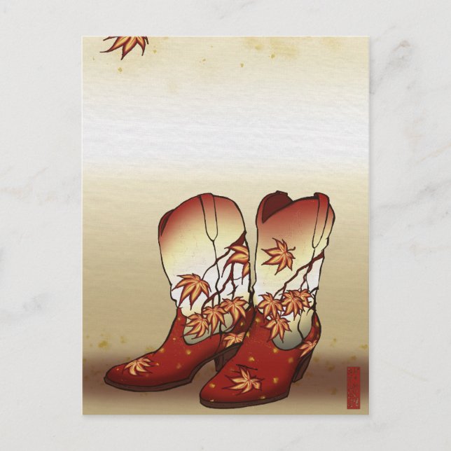 Fallstiefel mit Ahornleaf-Motif Postkarte (Vorderseite)