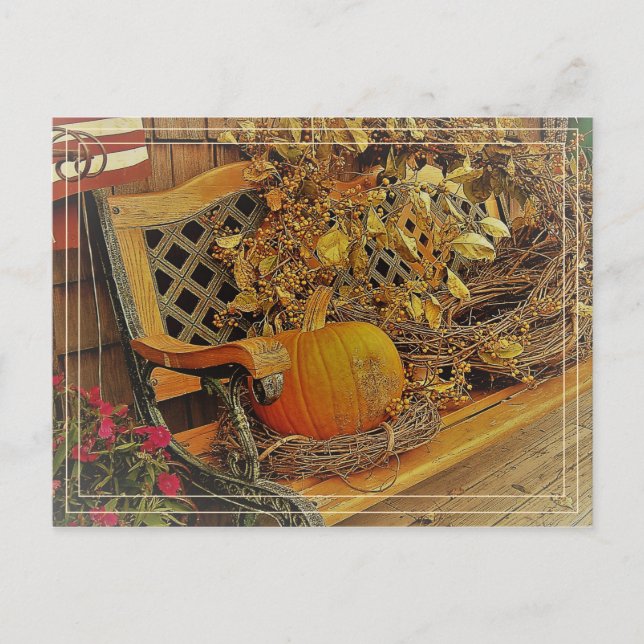 Fallszene / Pumpkin & Bittersweet 4,25" x 5,6" Postkarte (Vorderseite)