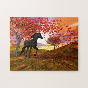 Fallszene und Pferd Puzzle