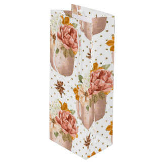 FALLWASSERFARBE MIT BLUME GESCHENKTÜTE FÜR WEINFLASCHEN