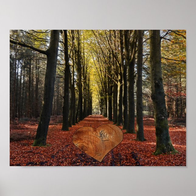 Fallweg Waldzweig Weg Liebe Herz Poster (Vorne)