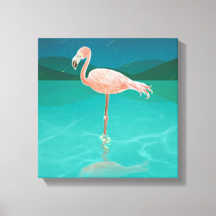 FALMINGO AM NACHT TROPISCHER LEINWAND ART DRUCKEN