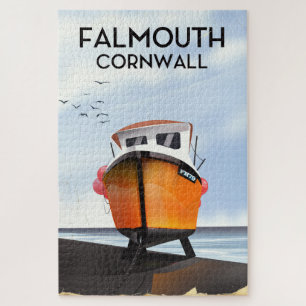 Falmouth Cornwall Fischerboot Reiseplakat Puzzle