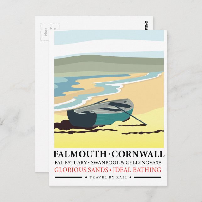 Falmouth Cornwall Reiseplakat Postkarte (Vorne/Hinten)